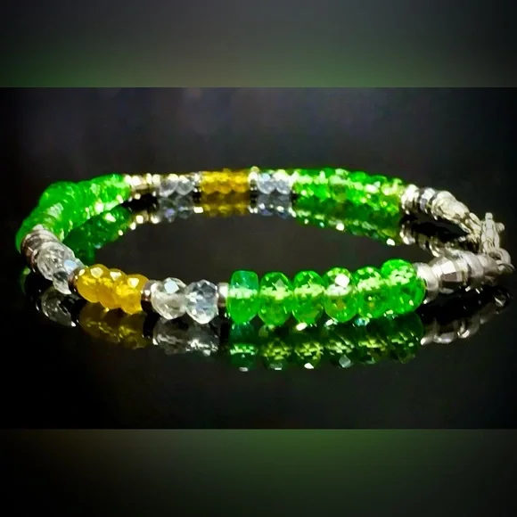 Songea Green Sapphire, Yellow Sapphire & White Topaz Bracelet – Sterling Silver - Picture 5 of 6